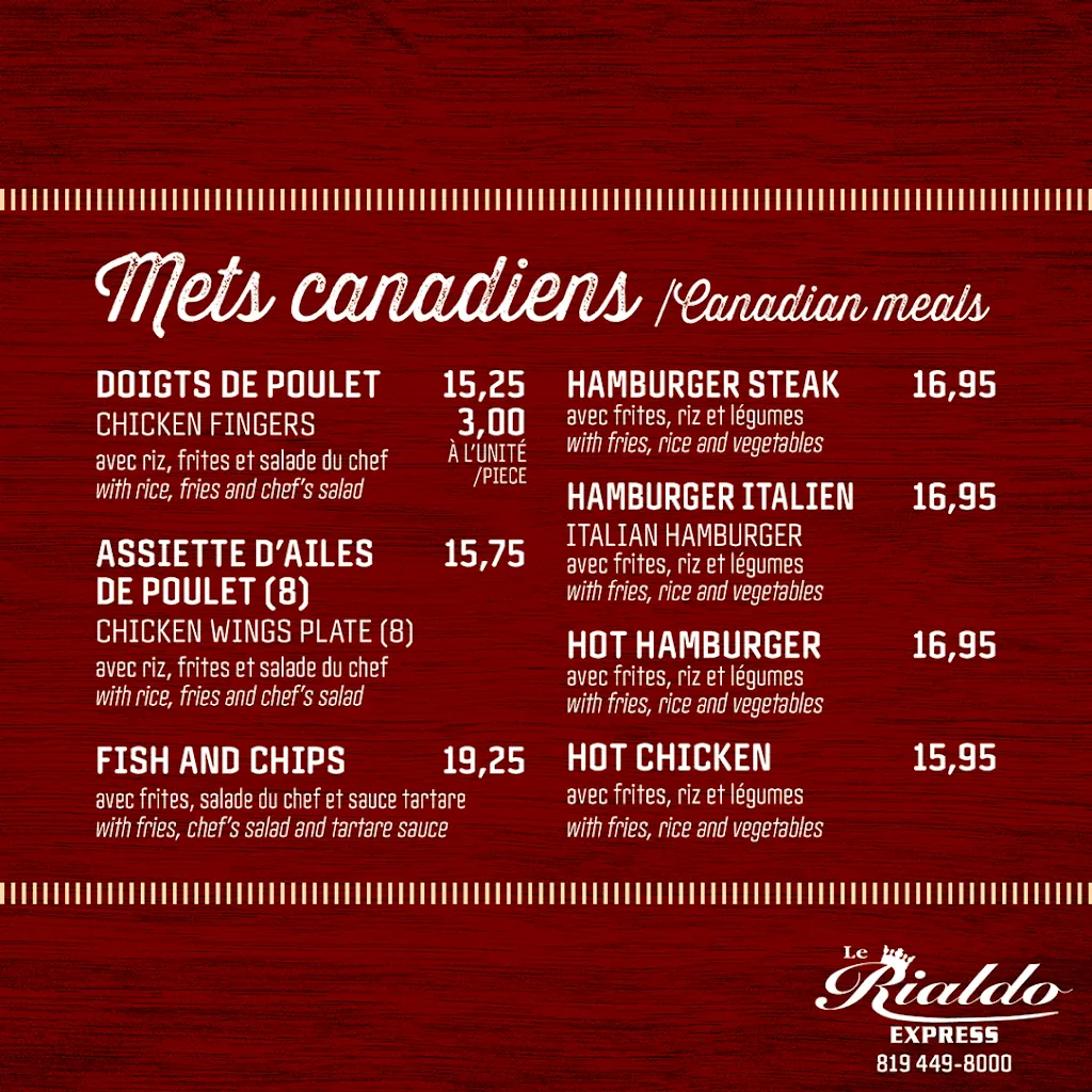 Rialdo Express, Maniwaki | Speisekarte, Fotos, Bewertungen & Reservierung