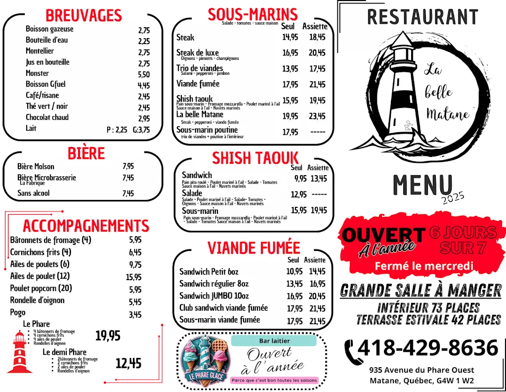 Menu_La belle Matane_Matane_image_old_2