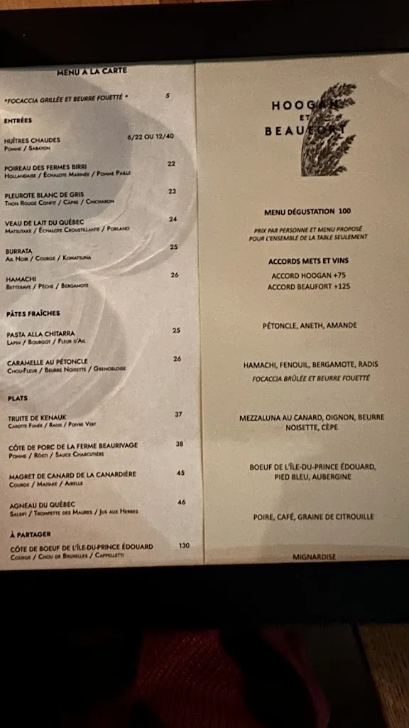 Menu_Hoogan et Beaufort_Montréal_image_old_1