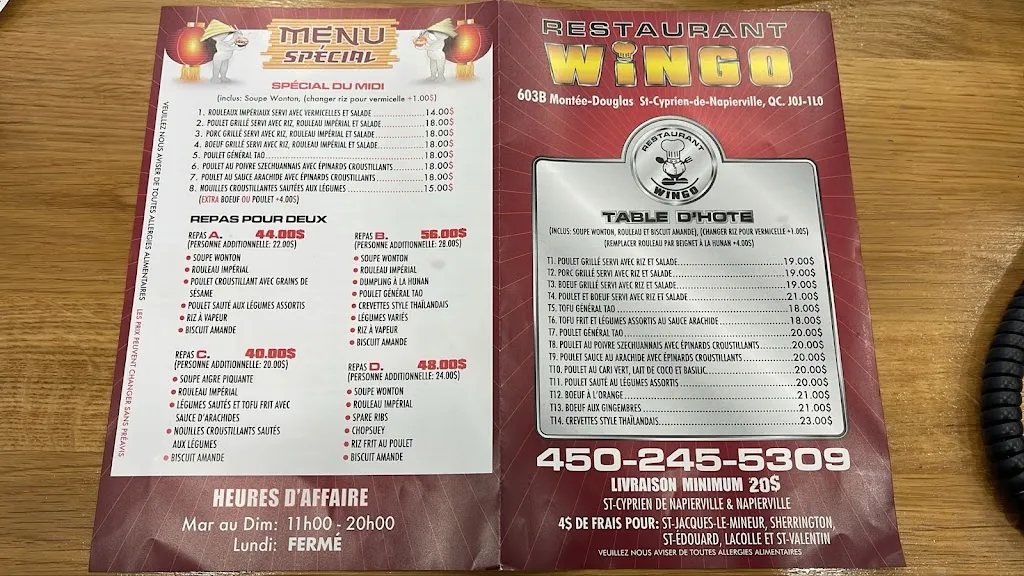 Menu_Restaurant Wingo (Napierville)_Napierville_image_old_2