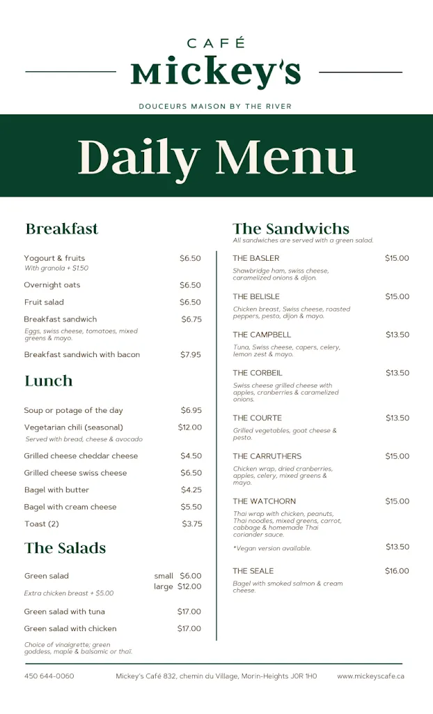 Menu_Mickey's Café_Morin-Heights_image_old_1