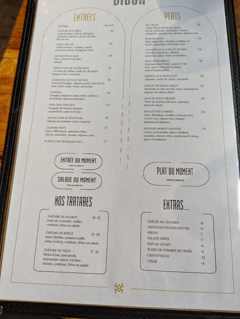 Menu_Bidon Taverne Culinaire - Saint-Lambert_Parc-Boutin_image_old_2