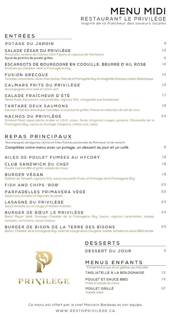 Menu_Restaurant The Privilege_Rawdon_image_old_3