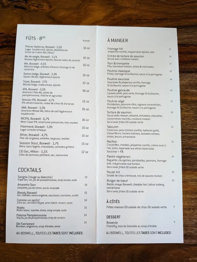Menu_Boswell Brasserie & Boutique_Saint-Bruno_image_old_2