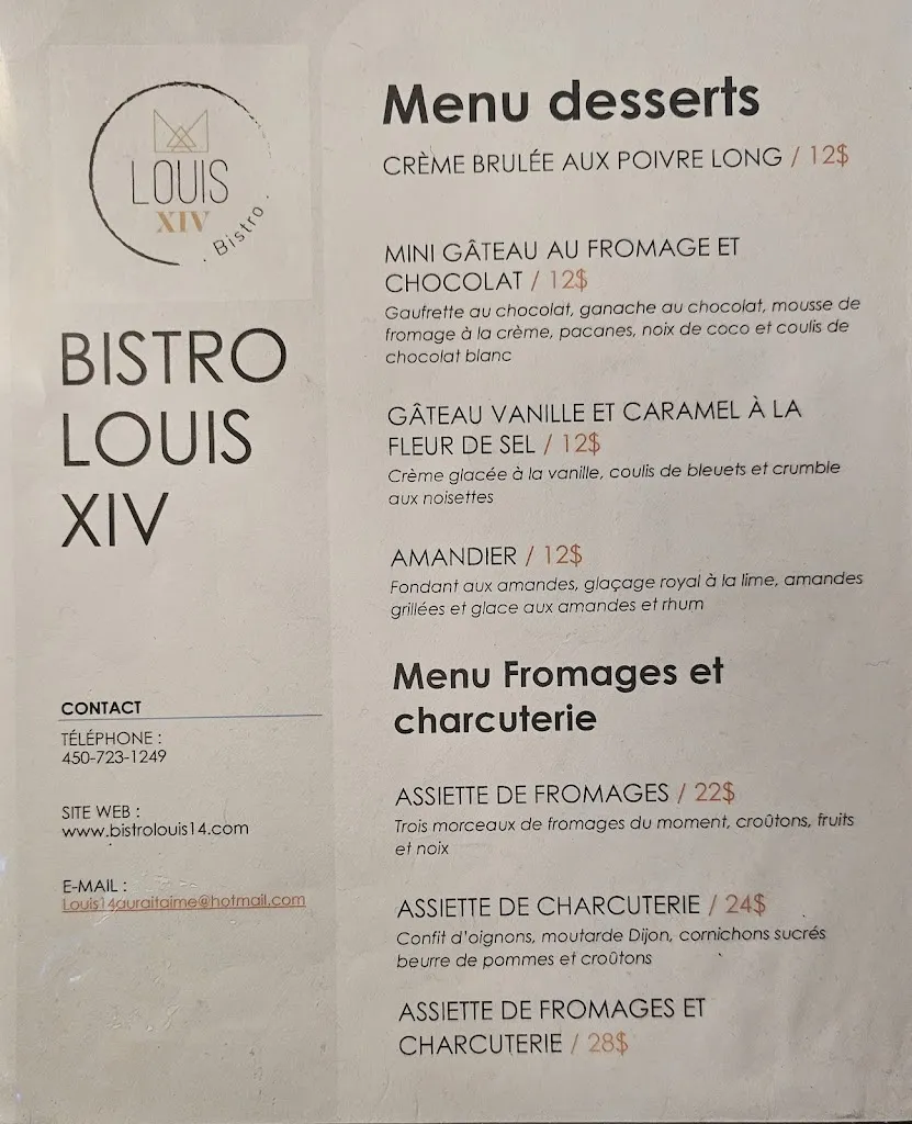 Menu_Bistro Louis XIV_Saint-Bruno-de-Montarville_image_old_2