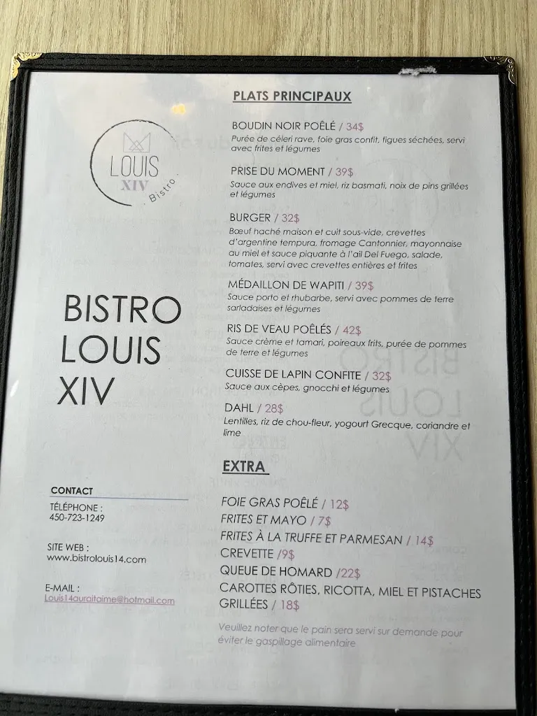 Menu_Bistro Louis XIV_Saint-Bruno-de-Montarville_image_old_3