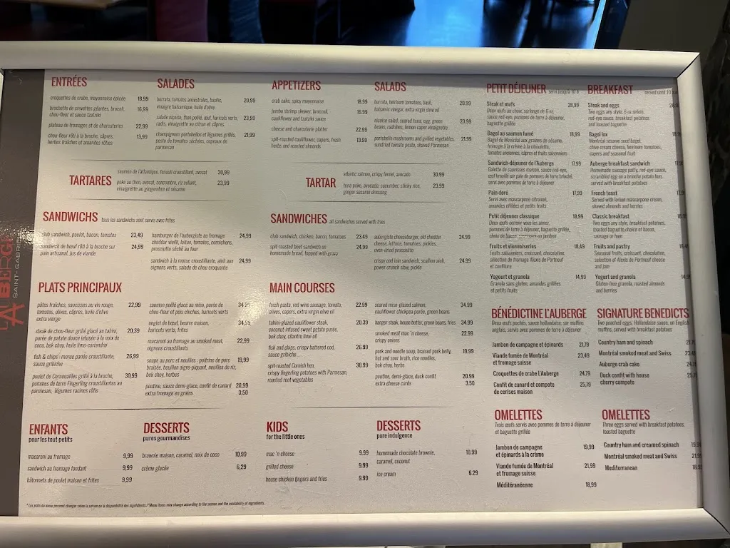 Menu_L'Auberge Saint-Gabriel_Saint-Gabriel_image_old_1