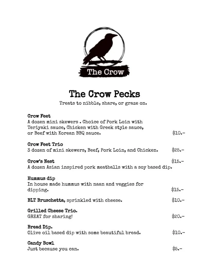 Menu_The Crow_Ponoka_image_old_3