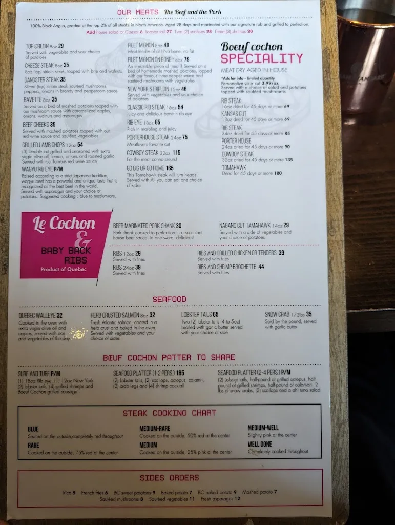 Menu_Boeuf Cochon Steak + Bar (st-Jérome)_Saint-Jérôme_image_old_1