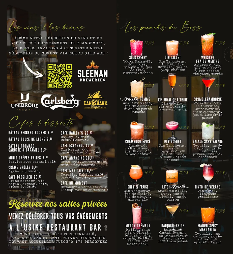 Menu_L'Usine Restaurant Bar St-Jérôme_Saint-Jérôme_image_old_2