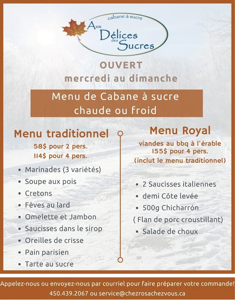 Menu_Cabane à Sucre Délices Des Sucres_Saint-Lin-Laurentides_image_old_1