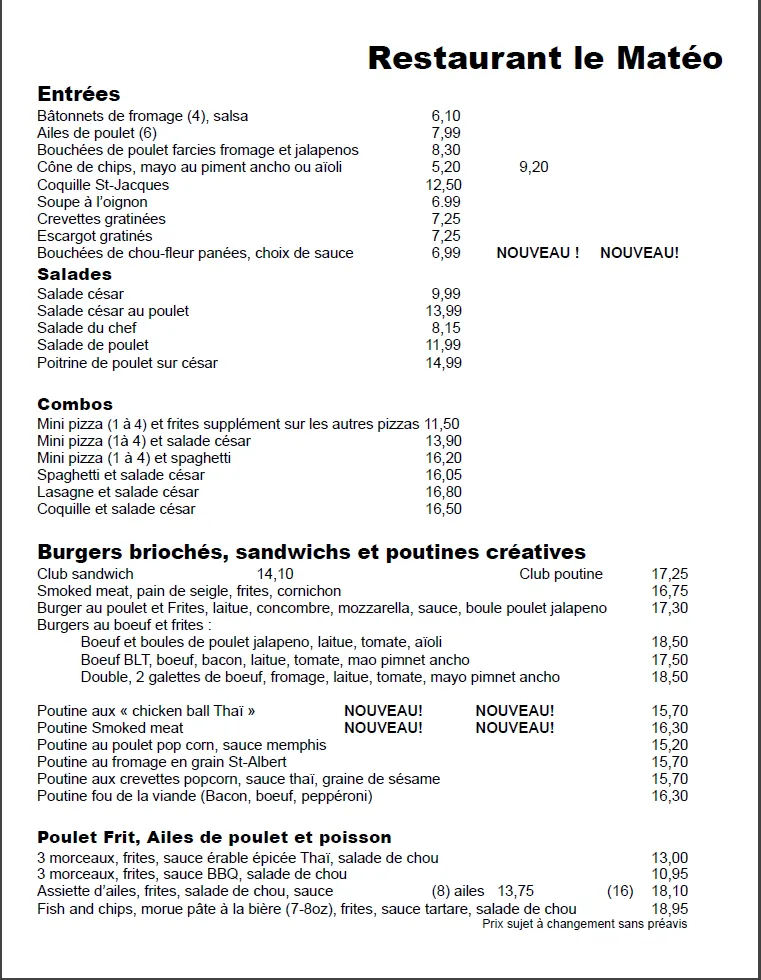 Menu_Restaurant le Matéo_Senneterre_image_old_2