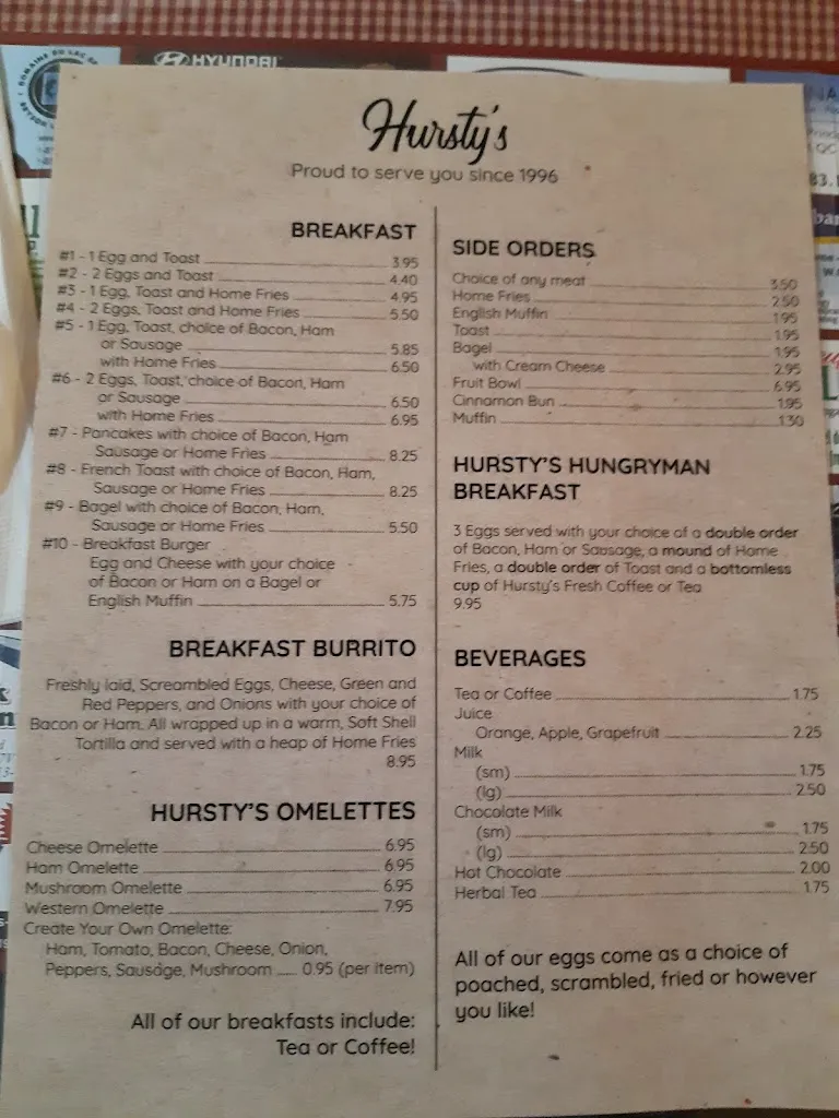 Menu_Hursty's Bar & Grill_Shawville_image_old_1