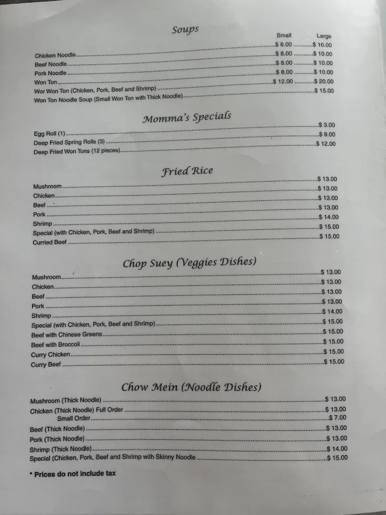 Menu_Momma's Kitchen_La Ronge_image_old_2