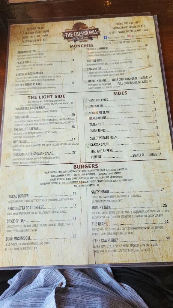Menu_The Caesar Mill_Martensville_image_old_1