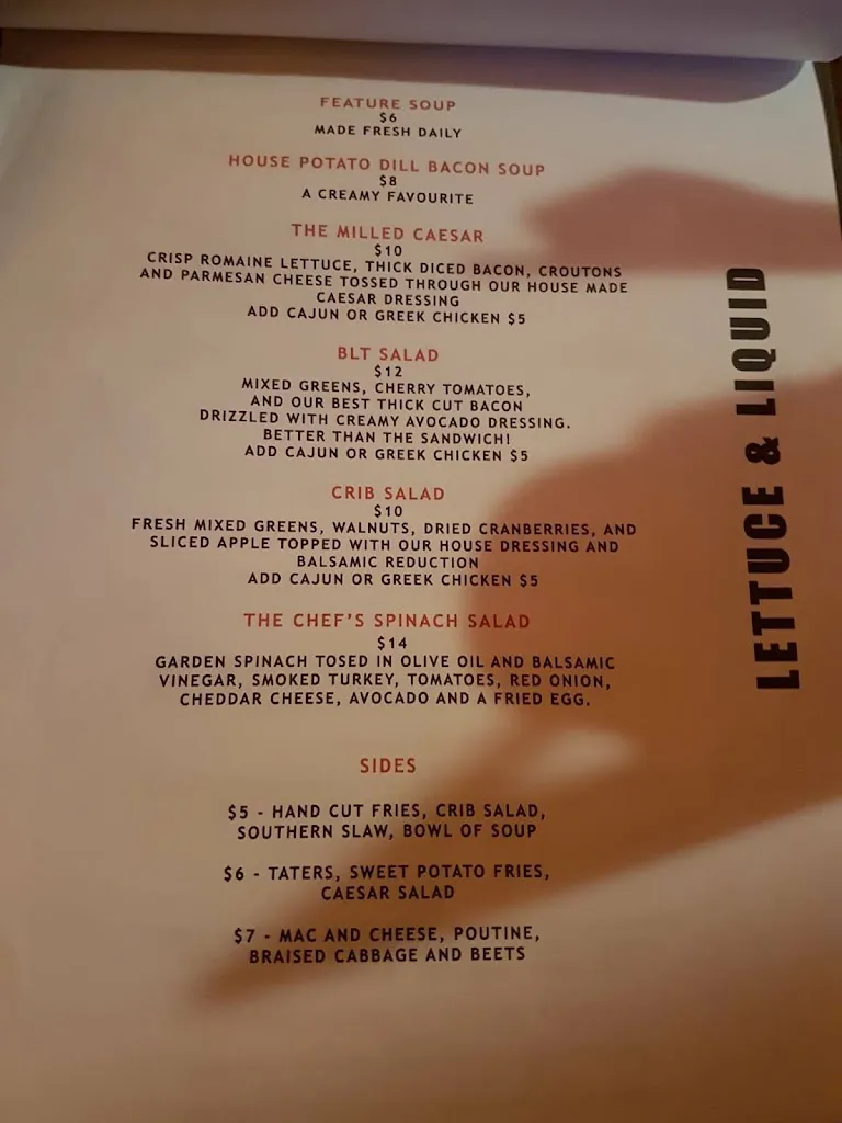 Menu_The Caesar Mill_Martensville_image_old_3