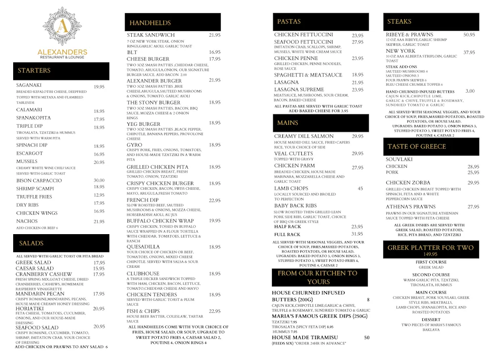 Menu_Alexander's Restaurant & Lounge_Stony Plain_image_old_1