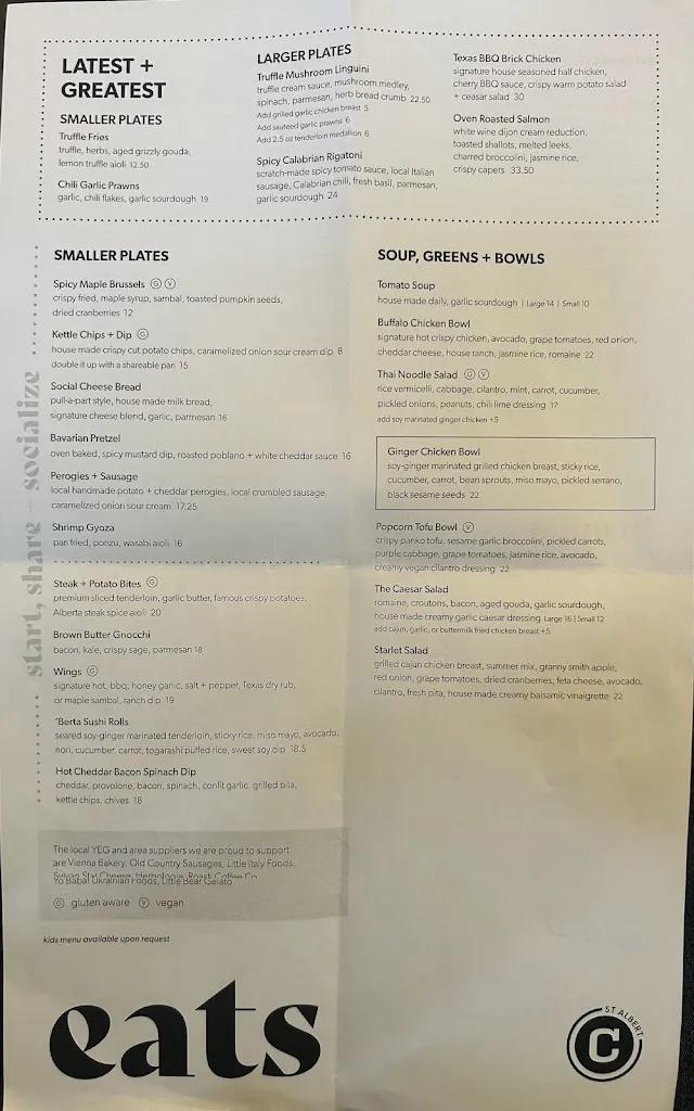 Menu_Central Social Hall_St. Albert_image_old_3