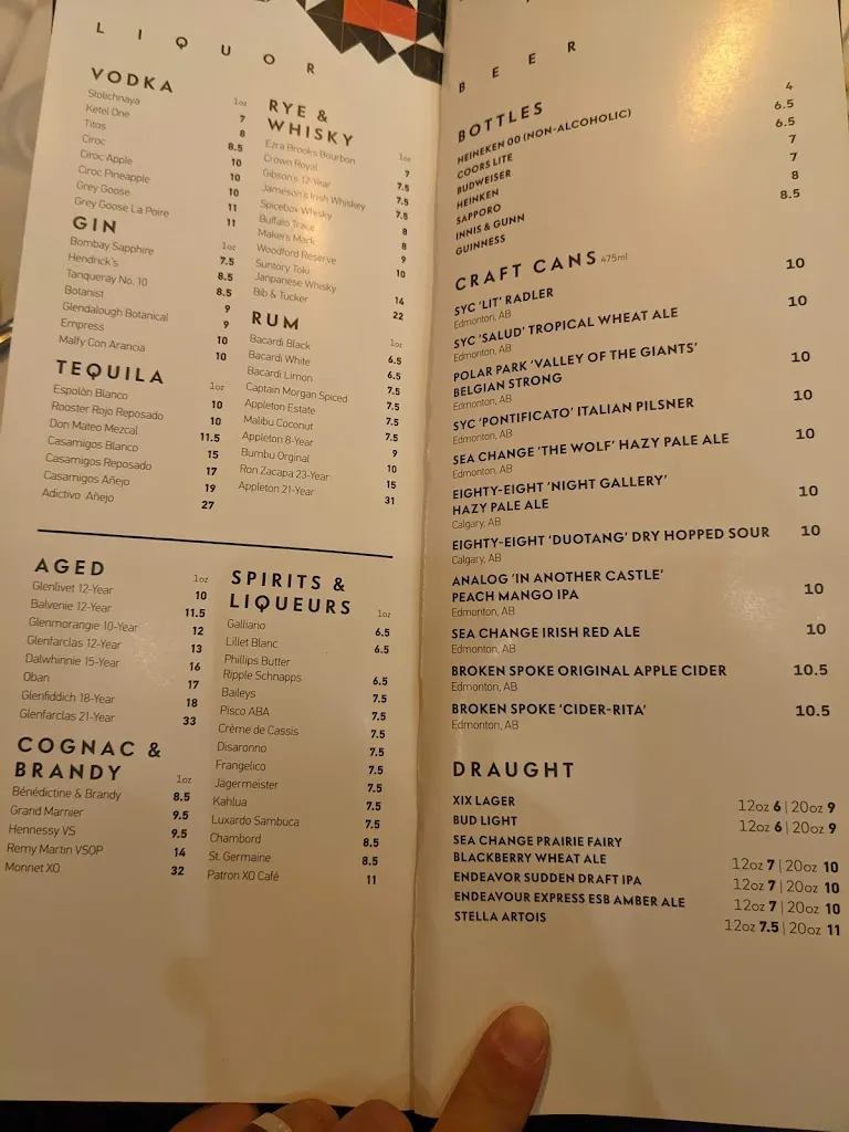 Menu_XIX Nineteen_St. Albert_image_old_1