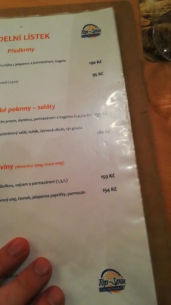 Menu_TOP-SPIN pizza restaurant_Třeboň_image_2
