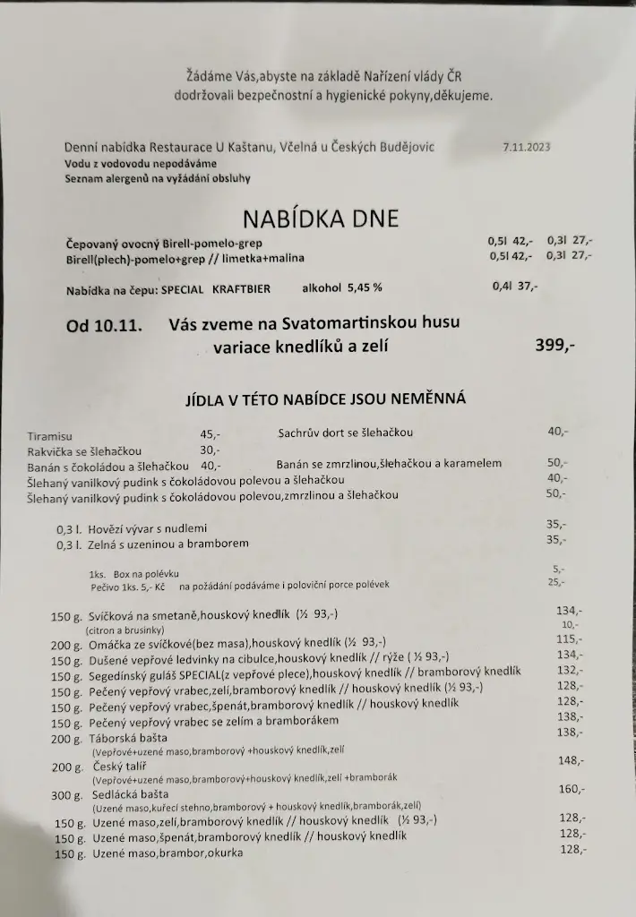 Menu_Restaurace U Kaštanu_Včelná_image_1