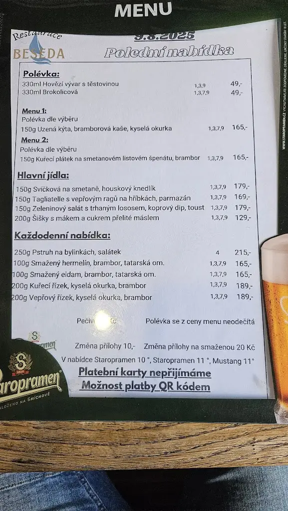 Menu_RESTAURACE BESEDA_Veselí nad Lužnicí_image_1