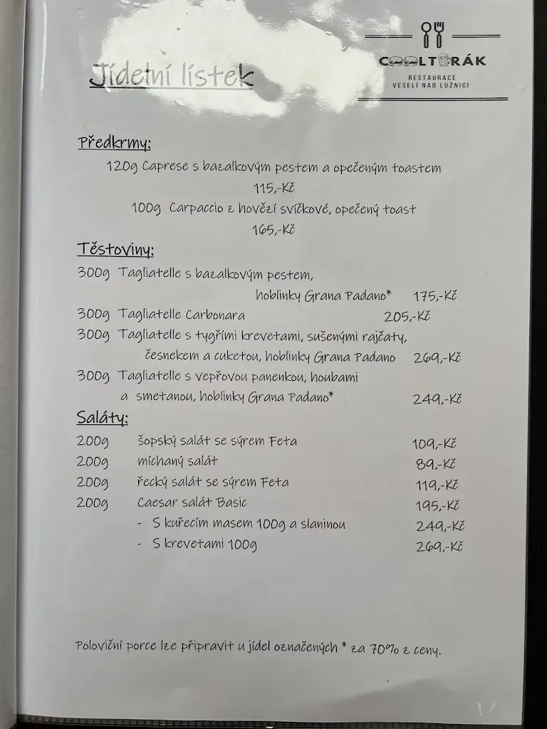 Menu_Restaurace Coolturák_Veselí nad Lužnicí_image_1