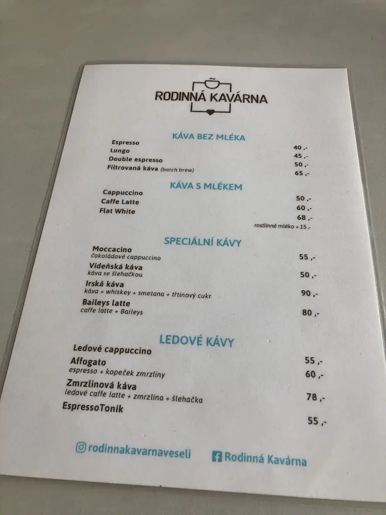 Menu_Rodinná Kavárna_Veselí nad Lužnicí_immagine_1