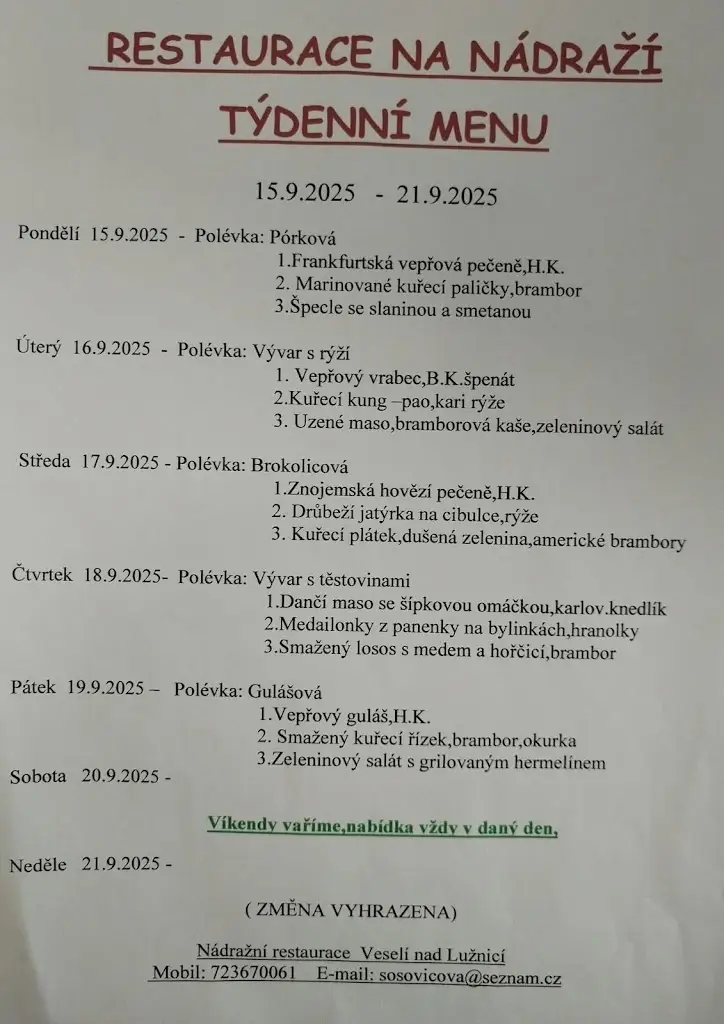 Menu_Train station restaurant Veselí nad Lužnicí_Veselí nad Lužnicí_image_2