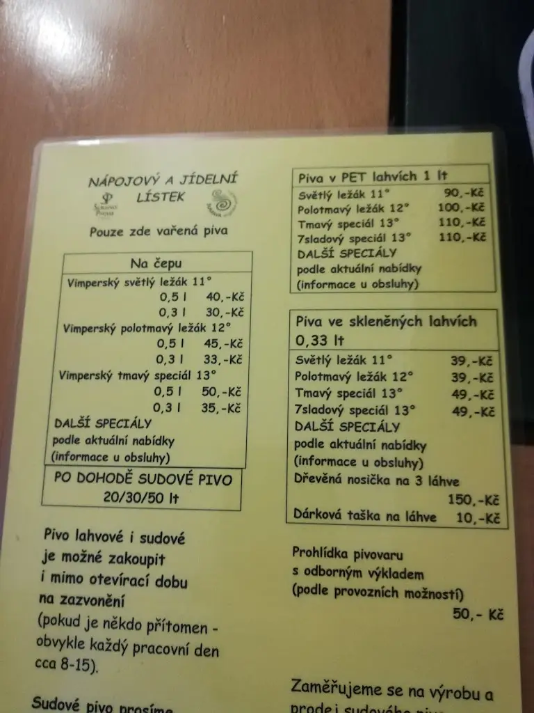 Menu_Šumavský pivovar VIMPERK_Vimperk_immagine_1