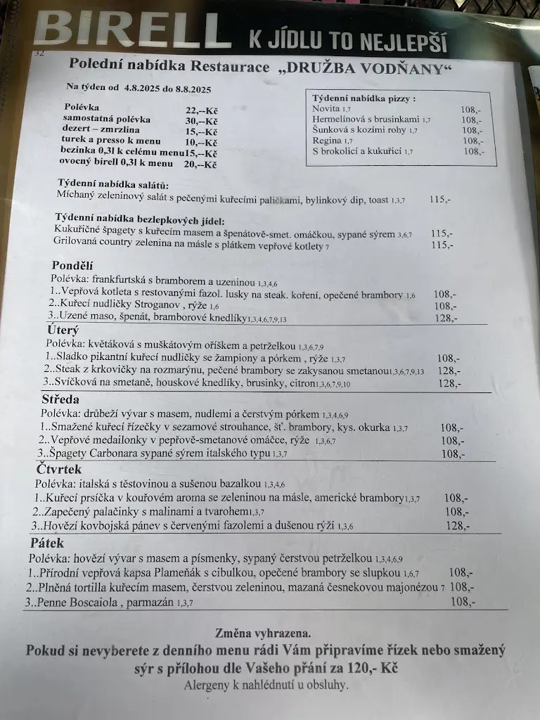 Menu_Zábavní centrum DRUŽBA_Vodňany_image_1