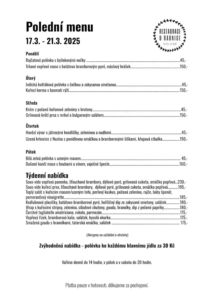 Menu_Restaurace U Radnice Volyně_Volyně_image_1