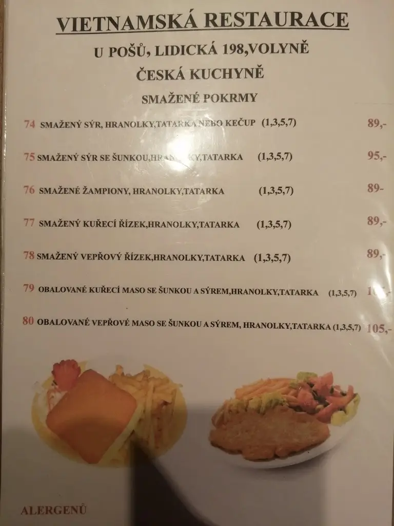 Menu_Restaurace Ubytování 