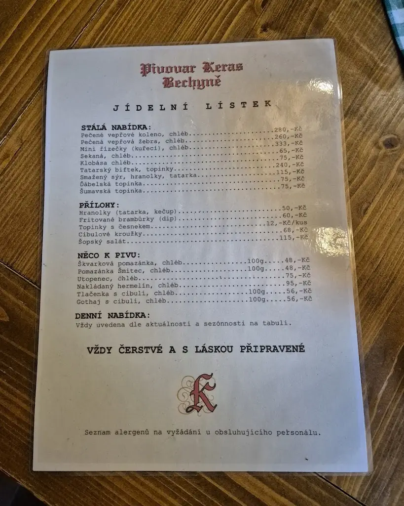 Menu_Pivovar Keras Bechyne_Bechyně_image_2
