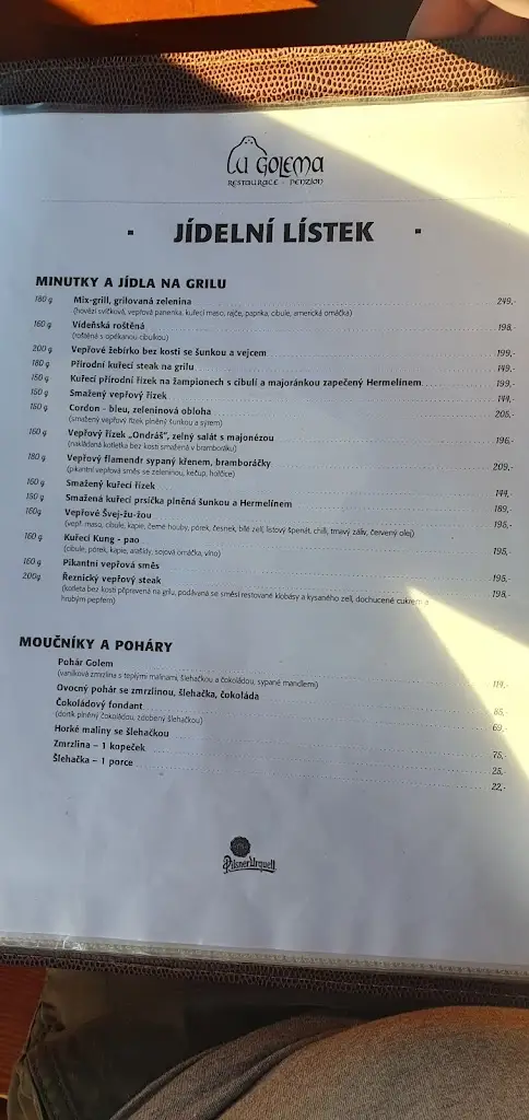 Menu_Restaurace - penzion U Golema_Blansko_immagine_4