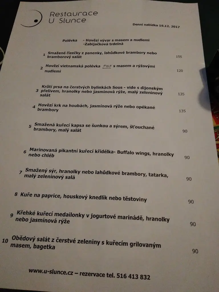 Menu_Restaurace a pivnice U Slunce_Blansko_image_1