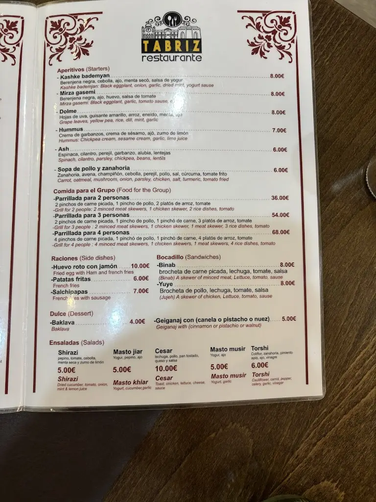 Menu_Tabriz Restaurante_Borek_image_1