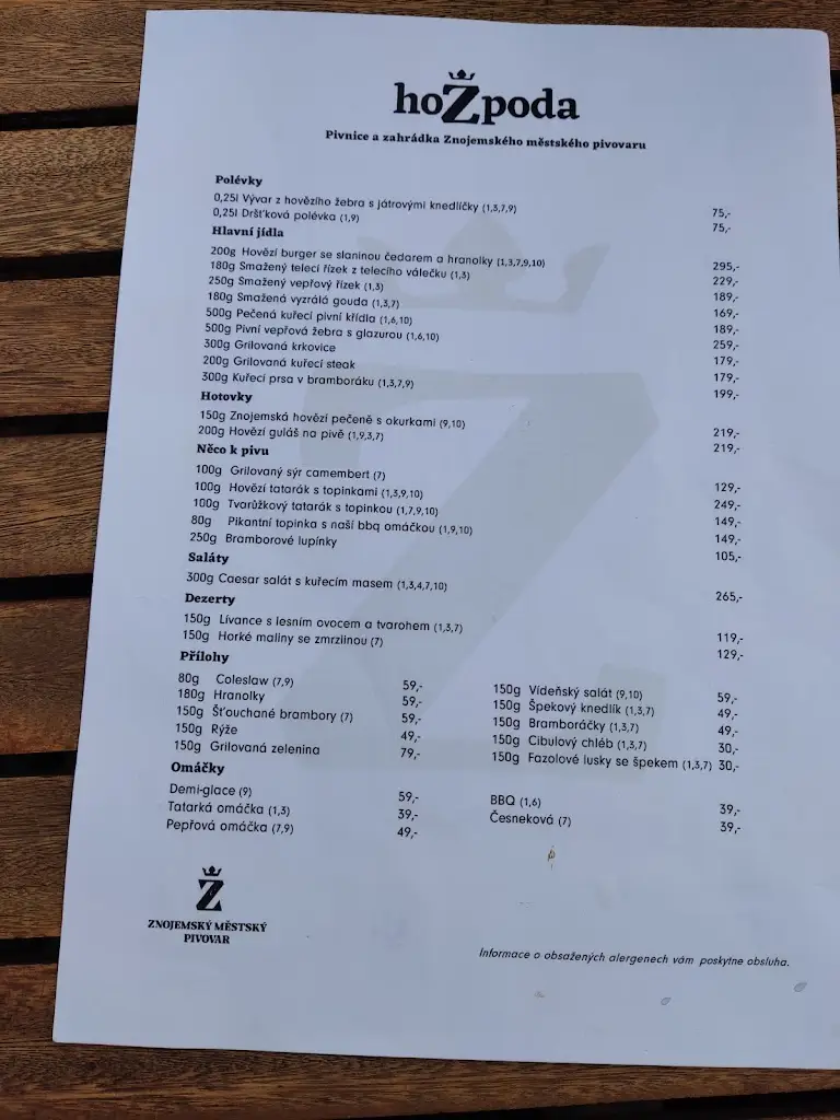 Menu_Restaurant hoZpoda_Blížkovice_immagine_1