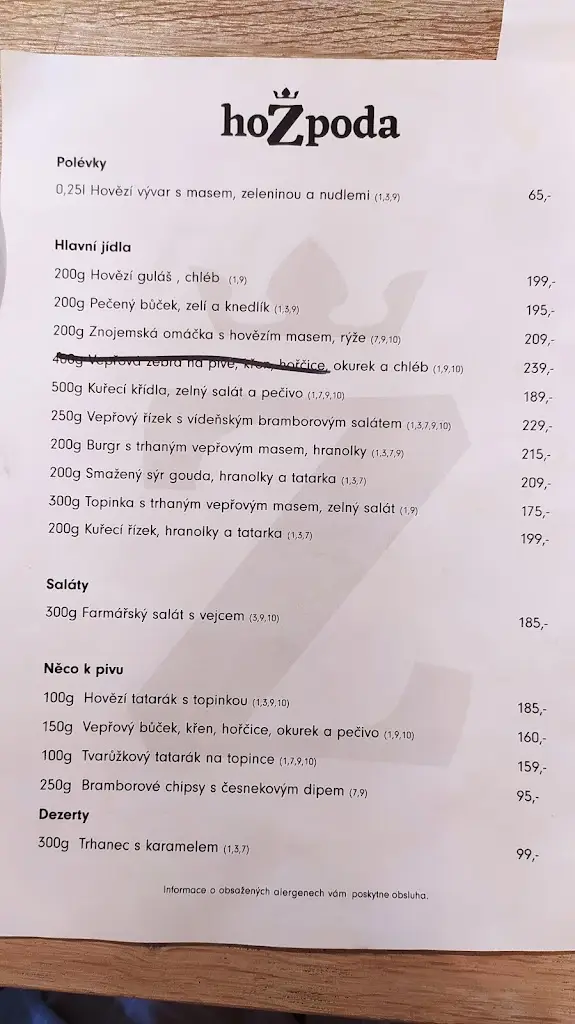Menu_Restaurant hoZpoda_Blížkovice_immagine_4