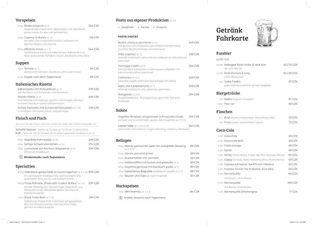 Menu_Tusto Znojmo_Blížkovice_image_1