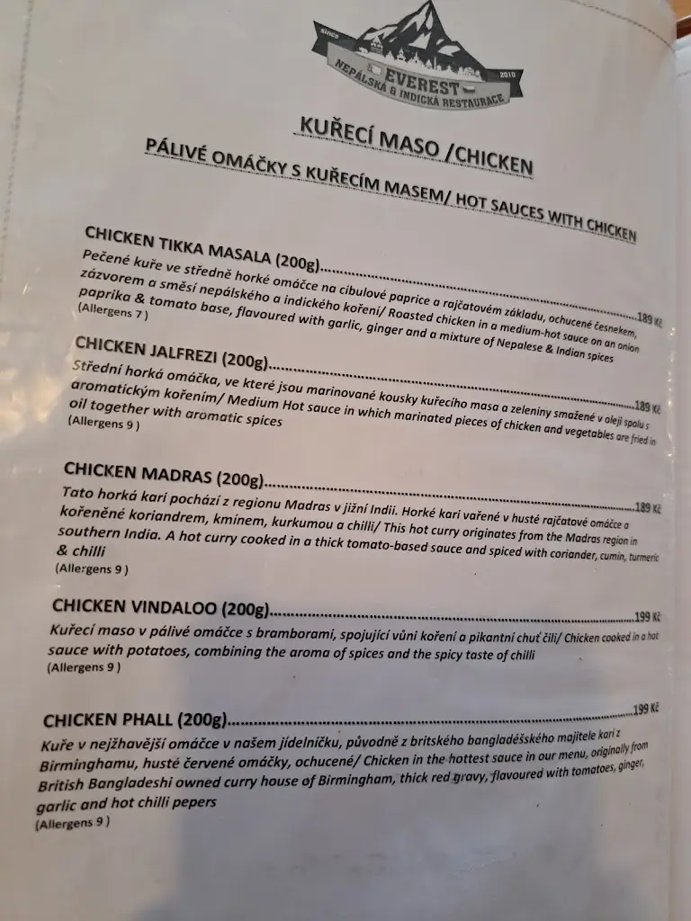 Menu_Everest Nepalese & Indian_Blížkovice_image_1