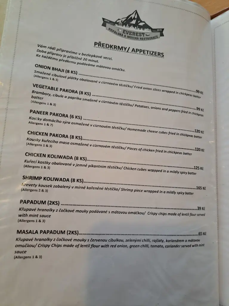 Menu_Everest Nepalese & Indian_Blížkovice_image_3