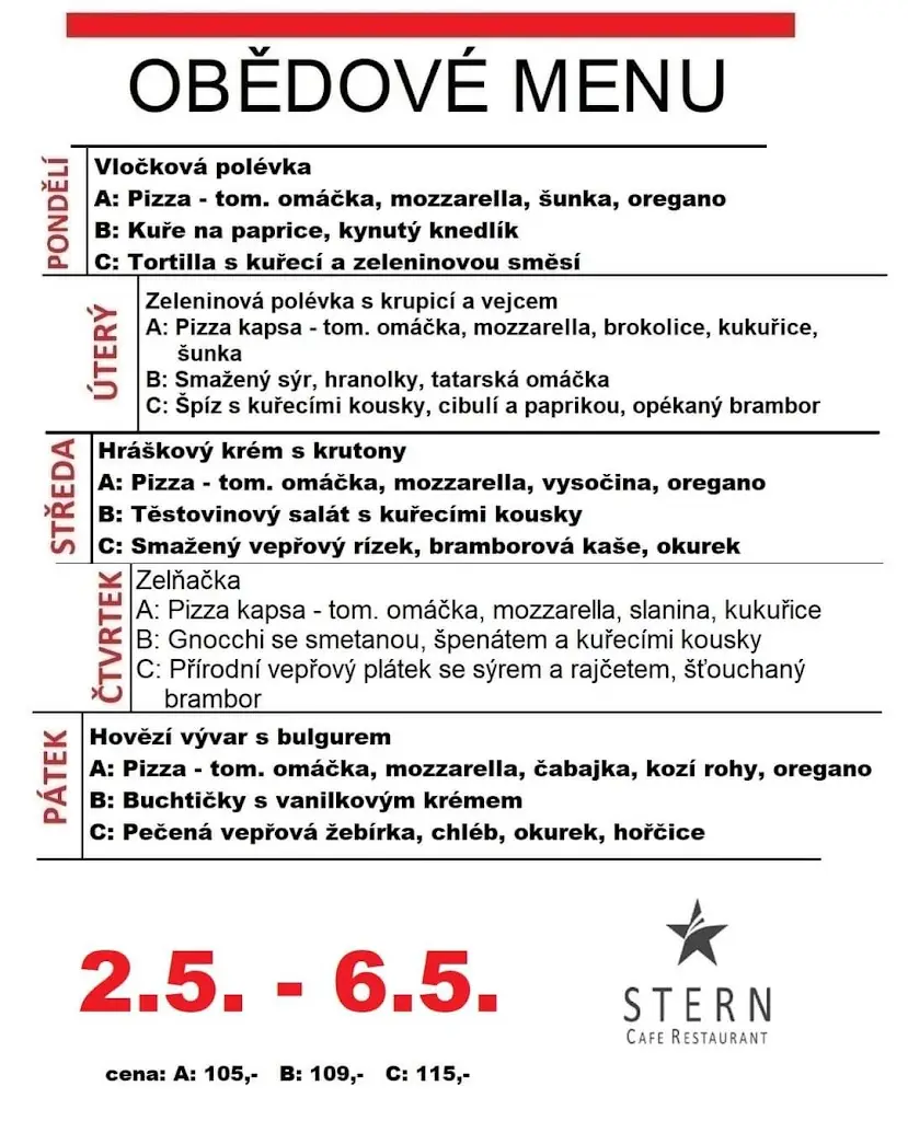 Menu_Café Restaurant Stern_Blížkovice_image_3