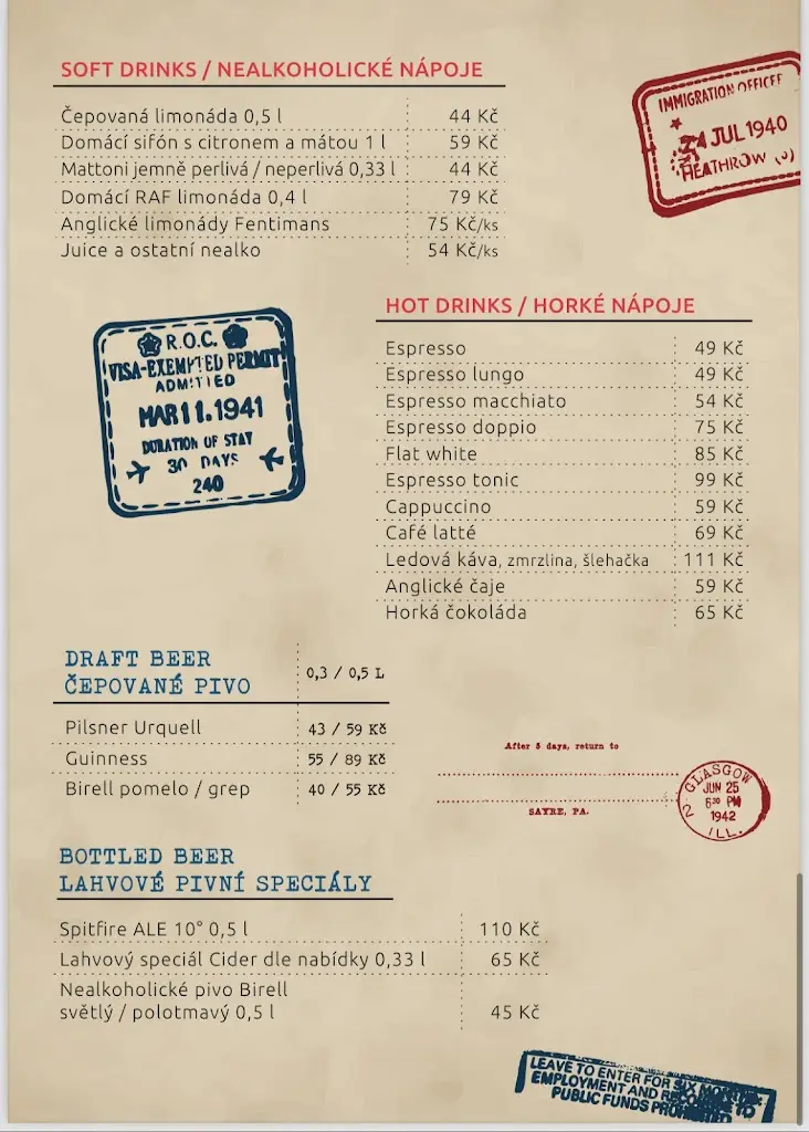 Menu_RAF House_Blížkovice_immagine_1