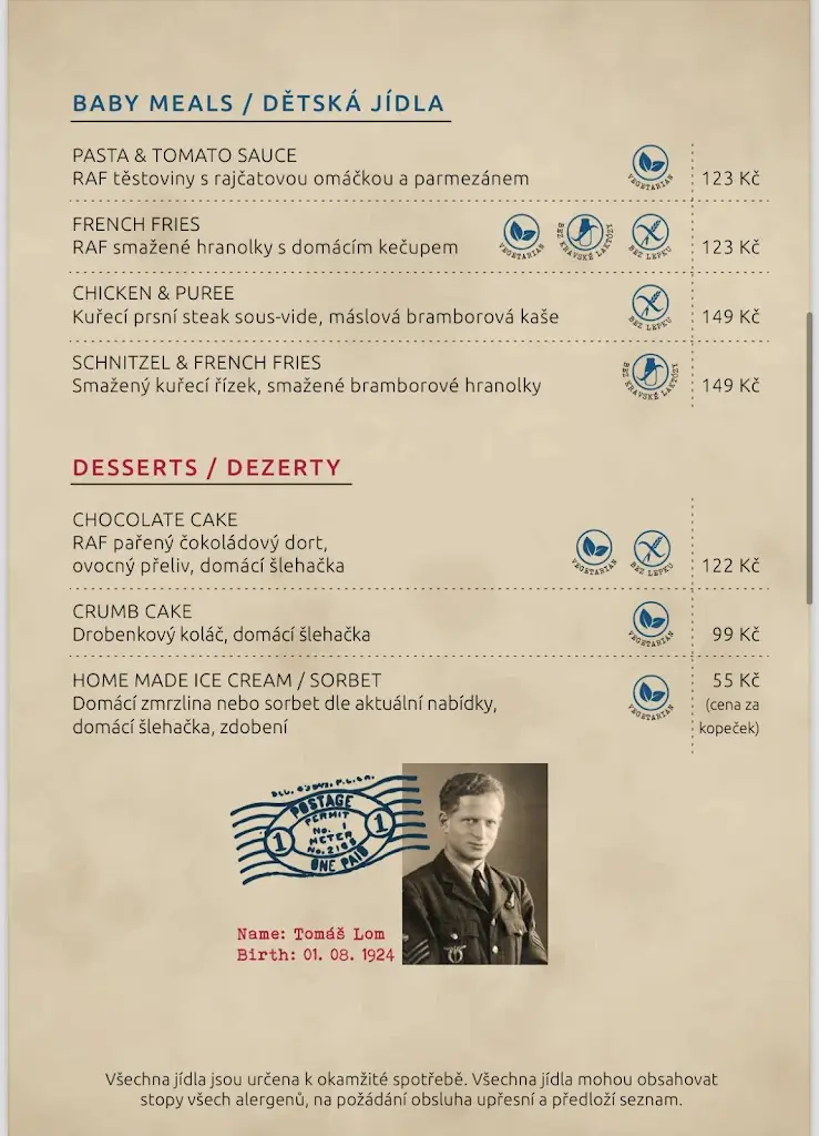 Menu_RAF House_Blížkovice_immagine_2