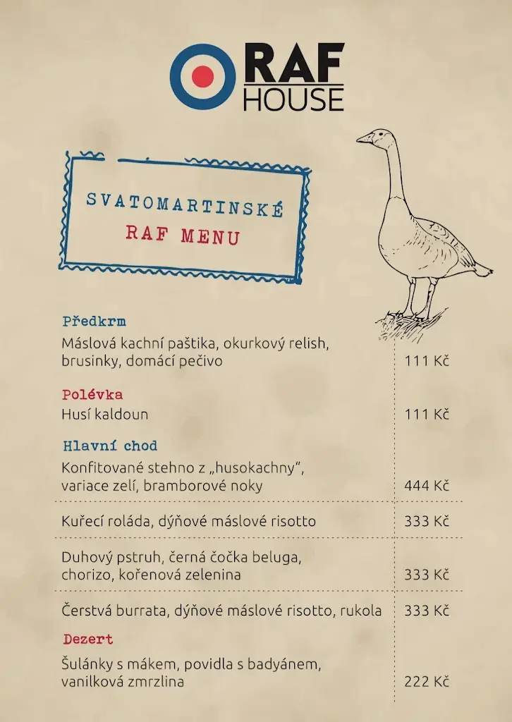 Menu_RAF House_Blížkovice_immagine_4