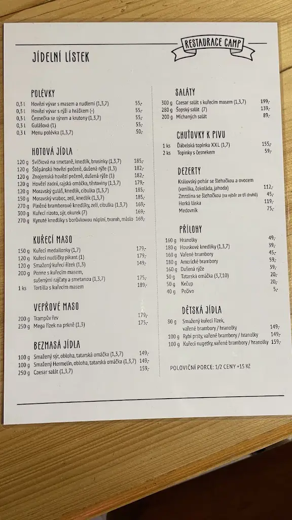 Menu_Restaurace Camp_Blížkovice_image_1