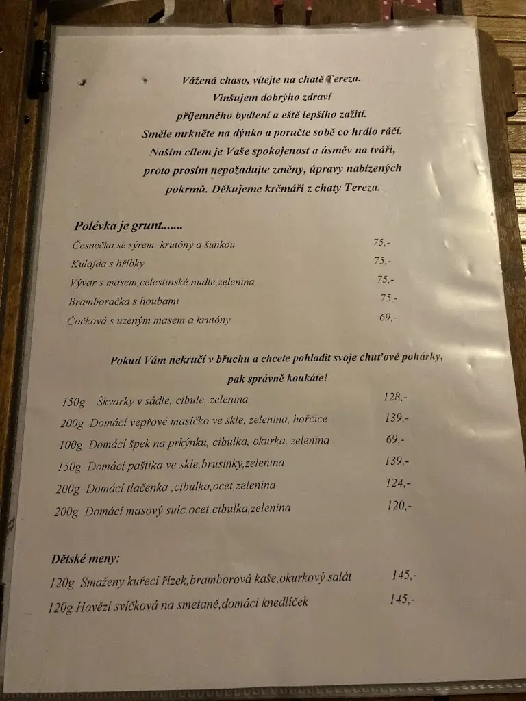 Menu_Chata Tereza_Blížkovice_image_4