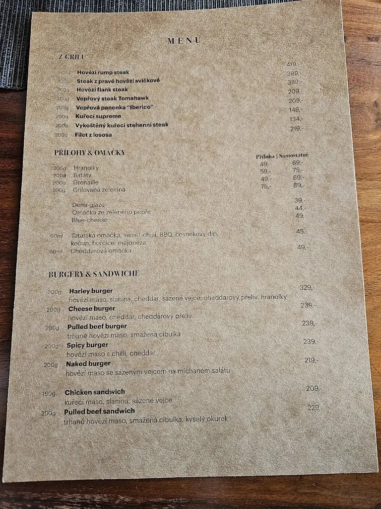 Menu_Harley Pub_Blížkovice_immagine_3