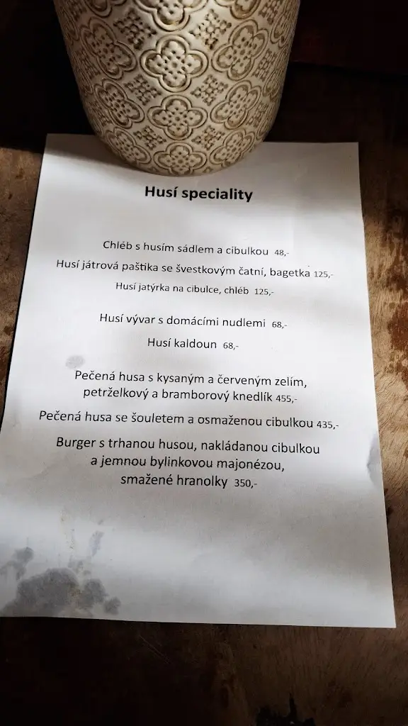 Menu_Hostinec U Rudyho_Blížkovice_immagine_1